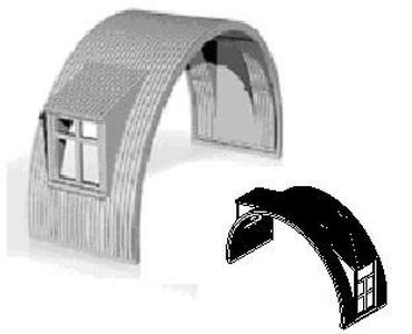 Nissen Hut module Mid section with door and window on sides 1/87 scale