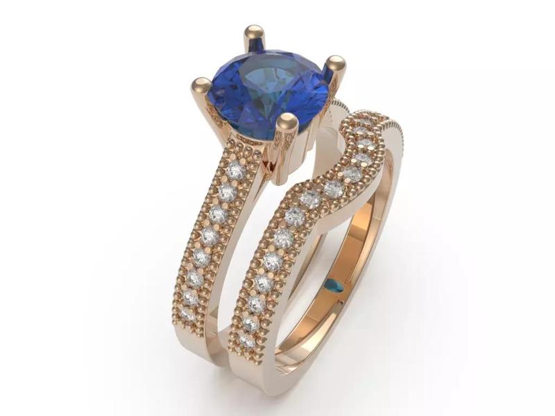 Engagement ring with curved band ready for print