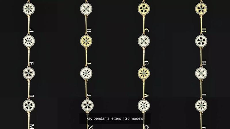 key pendants letters  3D Model Collection