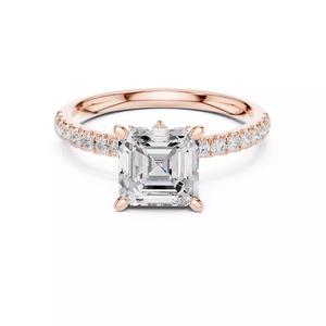 Asscher Diamond With Hidden Marquise Wedding Ring 3DM STL Video