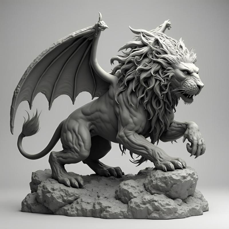 28-32mm Winged Lion: High-Detail Fantasy Miniature
