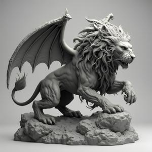 28-32mm Winged Lion: High-Detail Fantasy Miniature