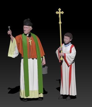 Blessing of the parish priest with altar boy
