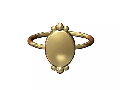 Bead crown oval dome band US sizes 6 7 8