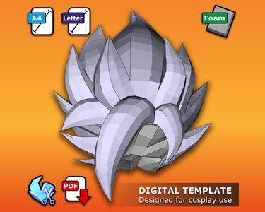 Zamasu Merged SSJ Wig - Pepakura 3D Template