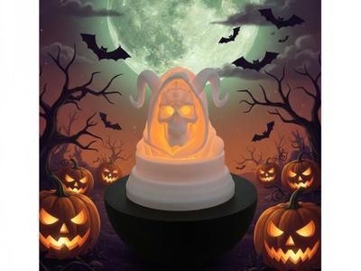 Roly-poly version of skull demon Halloween edition