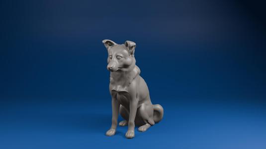 🐾 Realistic Sitting Border Collie Figurine – 3D Printable STL File