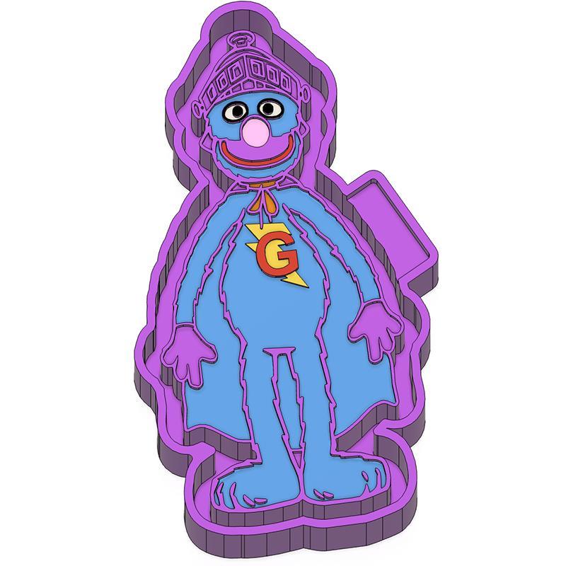 Super Grover Sesame Street super7 Freshie STL Mold Housing
