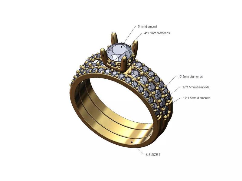 Half etenity gurad 5mm diamond setting 4 prong ring US size 7