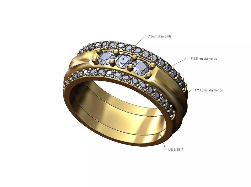 Half etenity gurad diamond pocket concave band US size 7