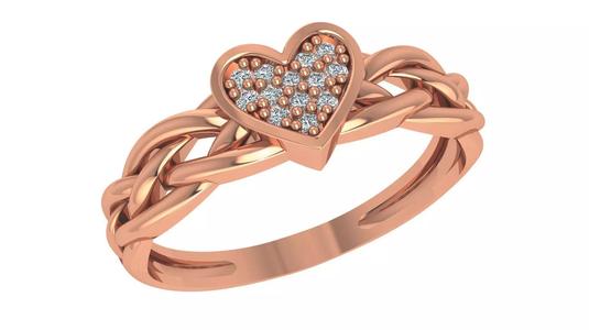 Heart Love Valentine Woven Wire High Jewelry Cocktail Ring 3dm