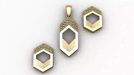 Women Fashion Daimond Pendant And earring 3d printable Model