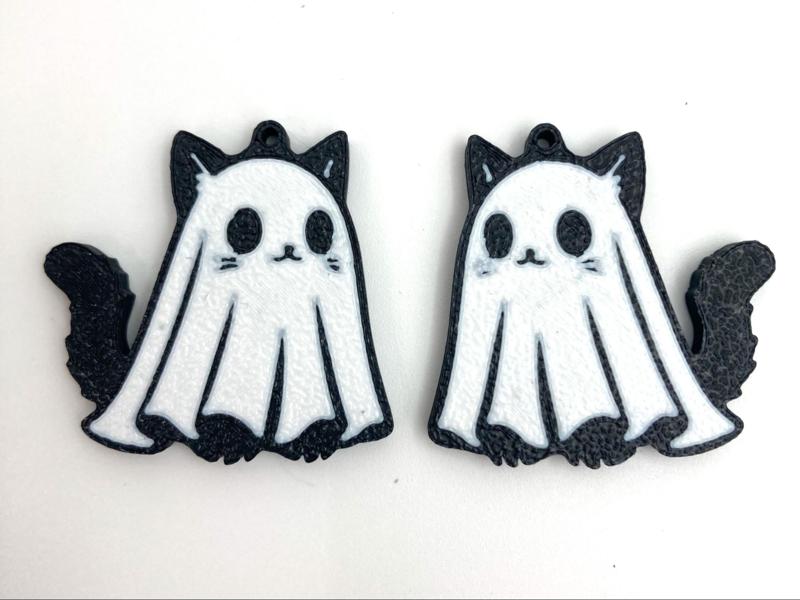 Halloween Ghost Cat Earrings / Pendientes Gato