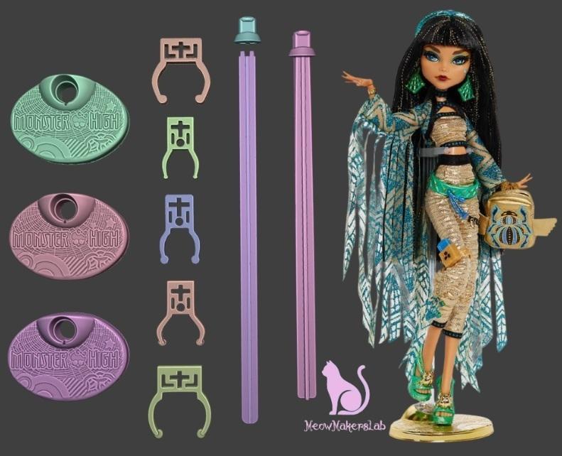 Stand for Monster High Dolls G1, G2, G3 - Female & Male Mounts, Large Size Option, Multicolor Printing