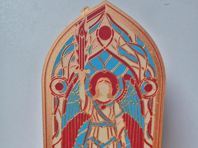 Stained glass, angel, lamp, decoration, Gothic 
