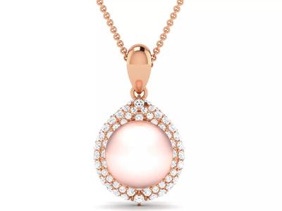 Women pearl pendant 3dm render detail