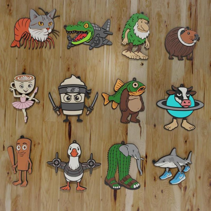 PACK 12 KEYCHAINS / MAGNETS / KEYCHAIN / BRAINROT ITALIANO #1 - IA ITALIAN ANIMALS (STL AND 3MF)