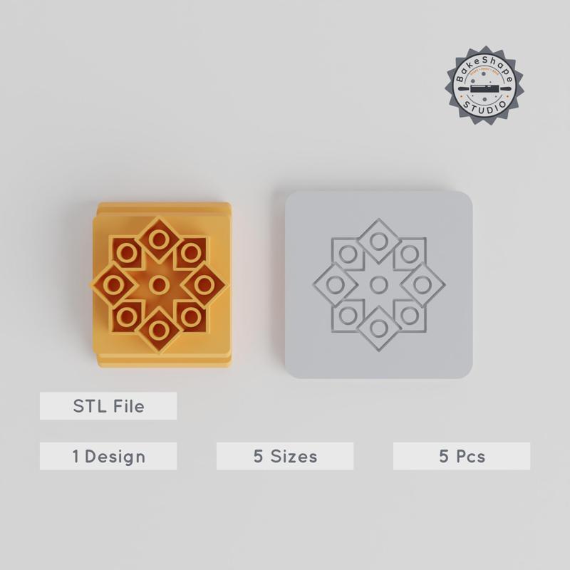 Mandala Stamp Set, 5 Motif Sizes, Perfect for Clay, Cookies, Fondant & Soft Materials, Intricate Geometric Design