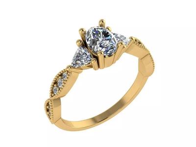 Ring095 gold engagement ring with diamonds