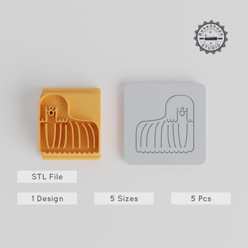 Komondor Stamp Tile Set, 5 Sizes, Sheepdog Motif for Clay, Cookies & Fondant Crafting