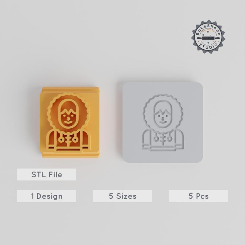 Inuit Stamp Tile Set, Cultural Avatar Design, 5 Motif Sizes for Clay & Cookies