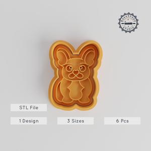 Bulldog Cookie Cutter & Stamp Set, 3 Sizes, Animal Pet Shape, Fondant & Baking Decor