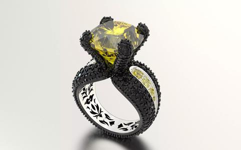 Ring with cushion cut citrine and diamond