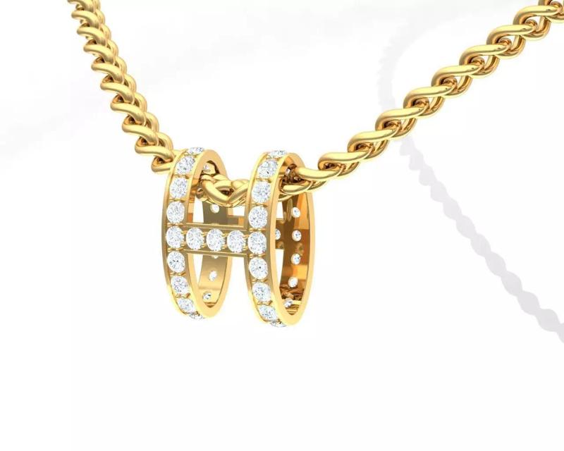 Pendent letter H for Women and Men diamond and gem