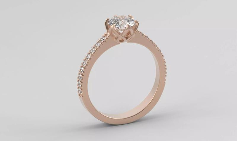 OAC154 Solitaire Ring with Petal Inspired Design