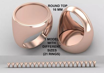 Round Enamel Ring Base 16MM top in All sizes 174-MWC