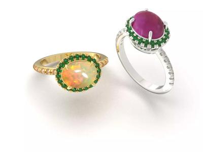 Ruby ring Solitaire ring model jewelry 3D print model