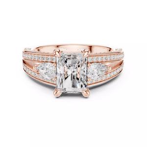 Round Cut Pave Split Shank Radiant Cut Ring 3DM STL Video