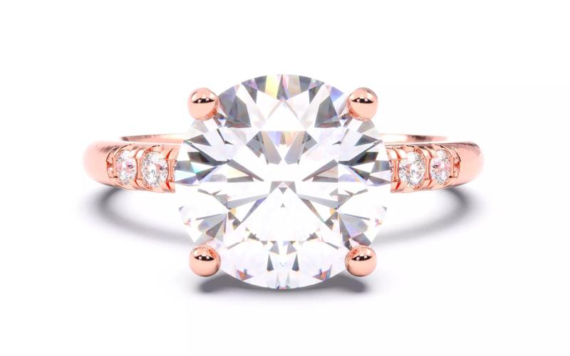 Round Diamond Pave Setting Solitaire Ring