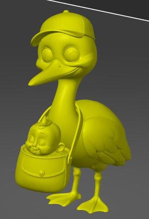 Stork with a baby