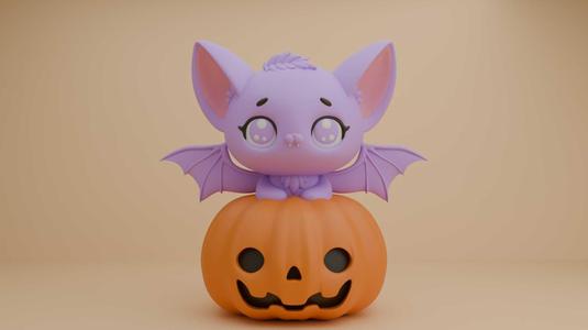 Halloween pumpkin and bat