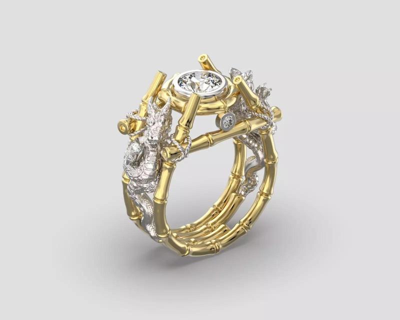 R 203 Dragon Ring