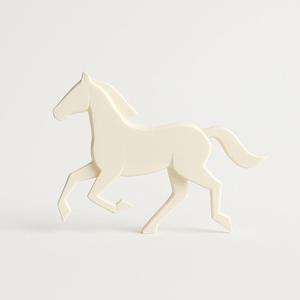 Minimalist sculpture of a horse in motion