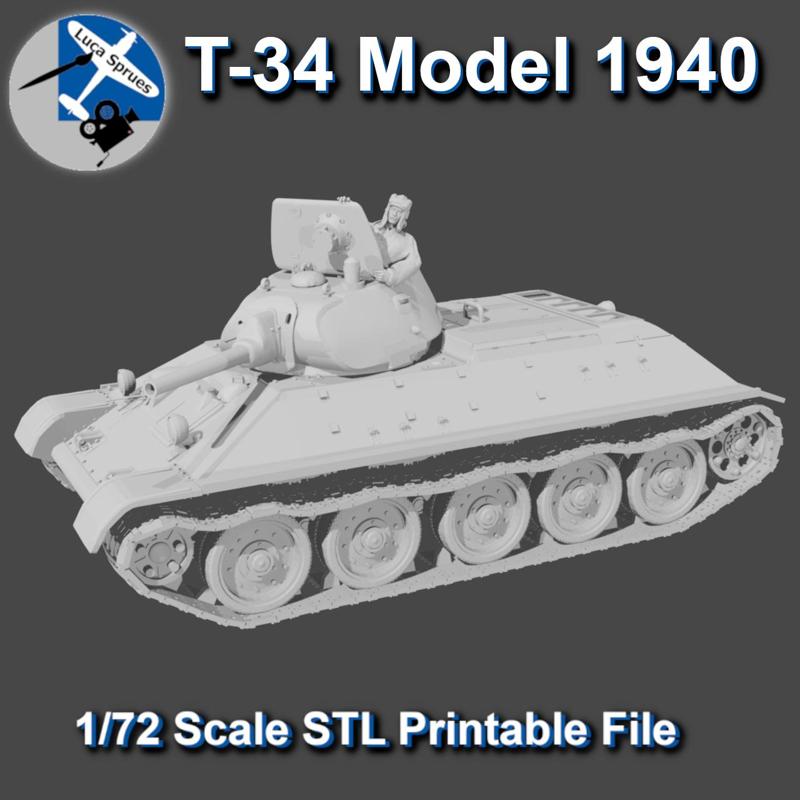 1/72 Scale T-34/76 Model 1940 – Full STL 3D Printable Kit | Soviet WW2 Tank with Interior & Turret Options