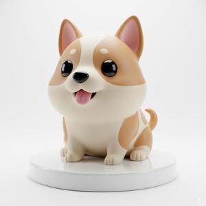 Adorable Chibi Cartoon Dog 3D Model - Stylized Pet Character for Digital Projects