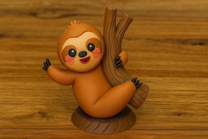 Sloth hugging tree branch