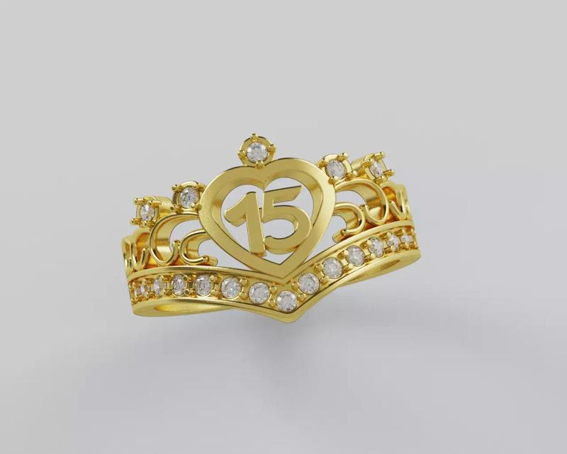 Ring 15 Years crown heart - Anillo 15 Corazon Corona