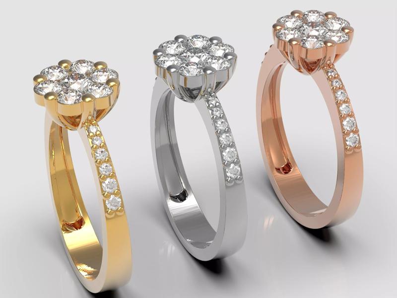 Flower ring with diamonds