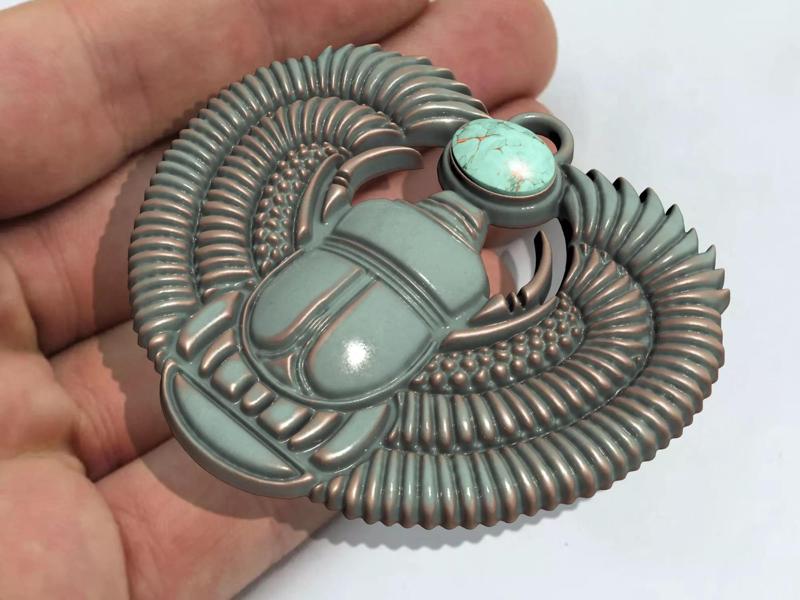 WING SCARAB PENDANT WITH AMERICAN TURQUOISE