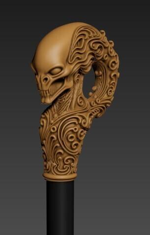 alien xenomorph Gentleman Knob Walking Cane