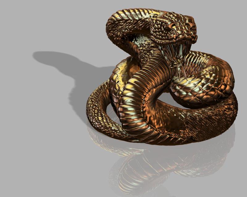 Black Snake Statue with Gold Details