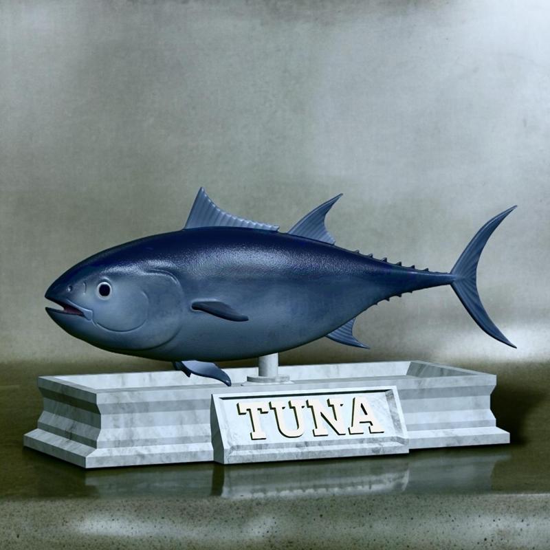 fish tuna bluefin / Thunnus thynnus statue detailed texture for 3d printing