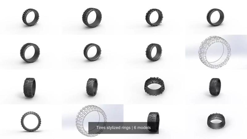 Tires stylized rings 3D Model Collection
