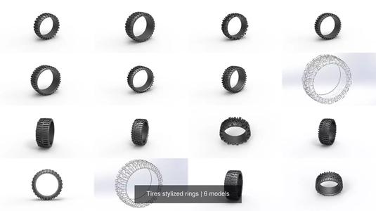 Tires stylized rings 3D Model Collection