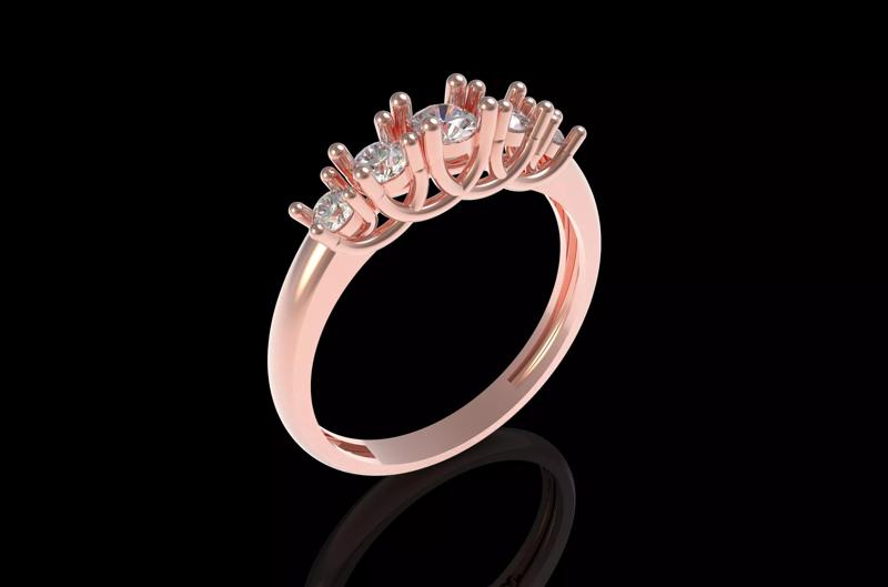 Five Round Diamond Engagement Ring