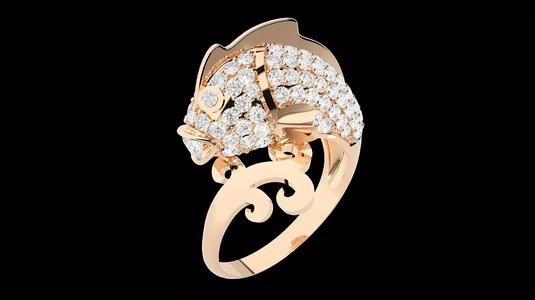 Fish Diamond Ring 3dm stl renders details